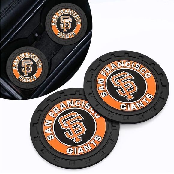 MLB San Francisco Giants car cup Coasters in black Set of 2 NWT - Picture 1 of 7